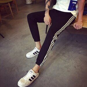 Activewear Track Pants Joggers Training Sweatpants 3-Stripes Stretch Trousers US